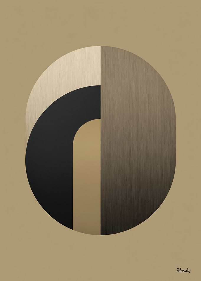 Minimal Art Deco Arch Geometry – Luxury Gold and Black Abstract Design