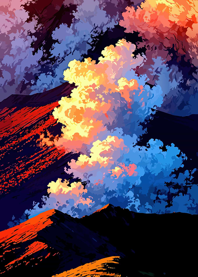 Dramatic Mountain Landscape at Sunset