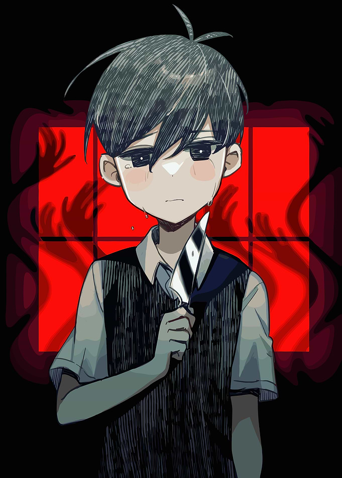 Sad Boy Holding a Knife
