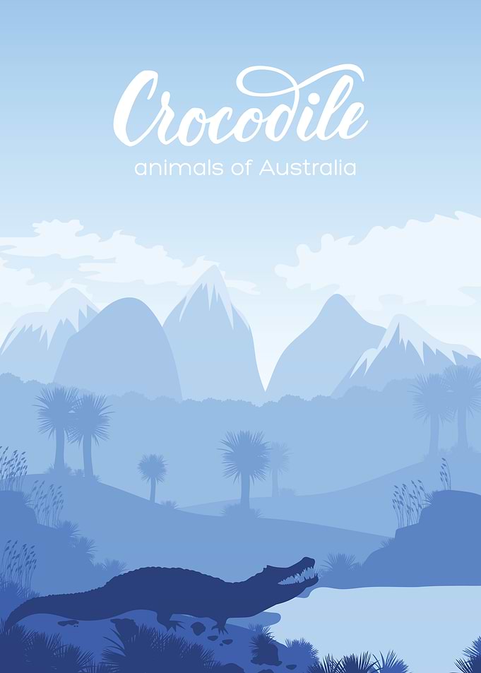 Silhouette of a crocodile in a landscape