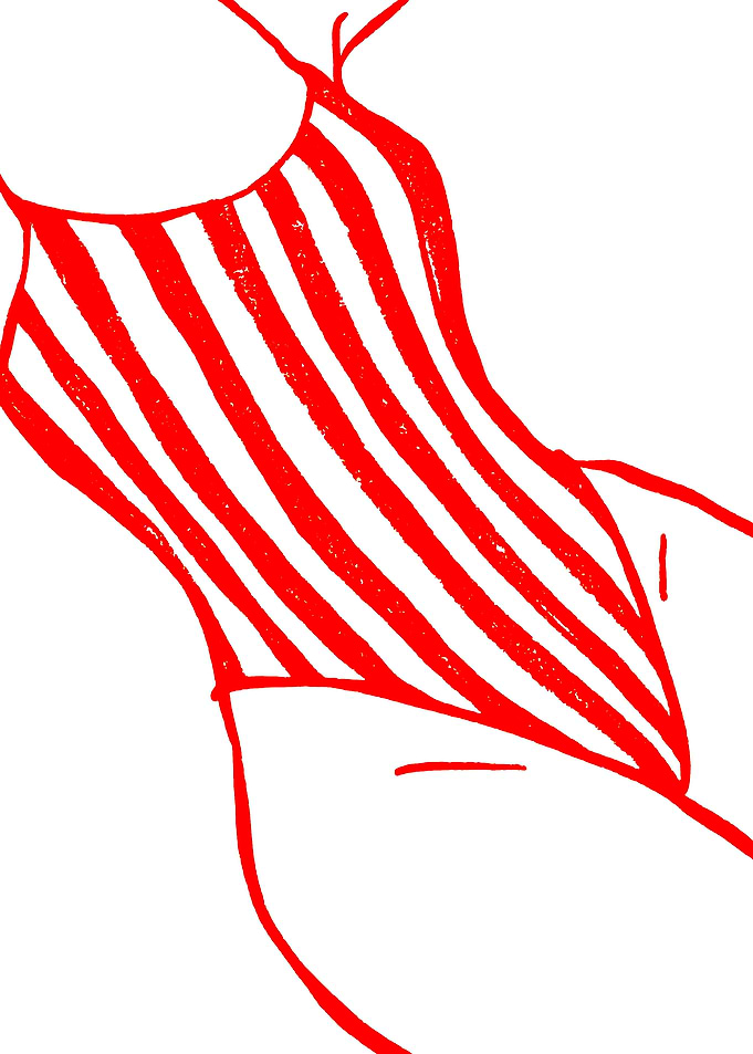Red and White Striped Swimsuit