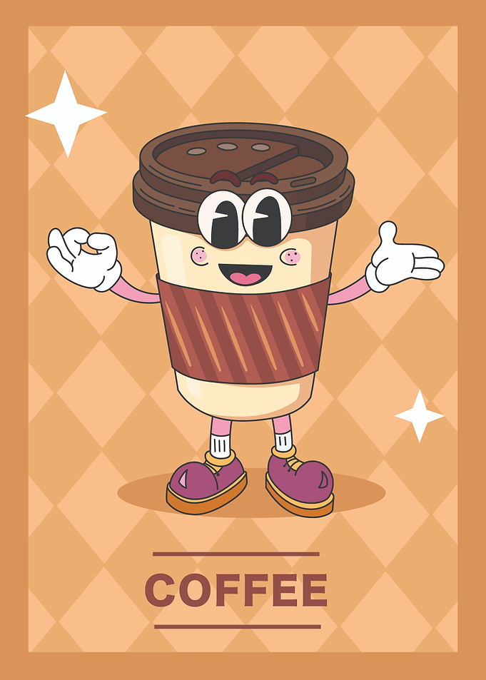 Retro Coffee Cup Character