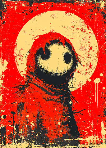 Spooky Hooded Scarecrow Moon Poster