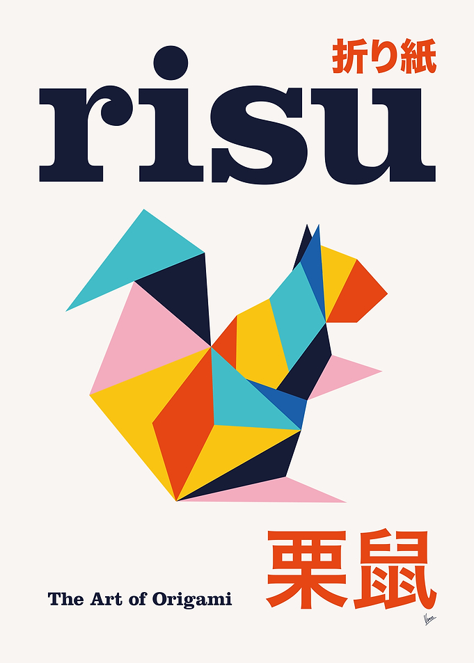 No15 Risu Origami Geometric Poster