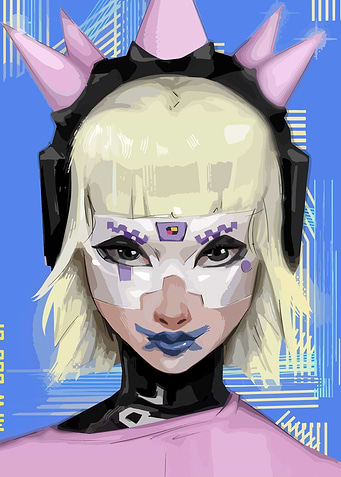 Cyberpunk Anime Girl with Pink Spikes