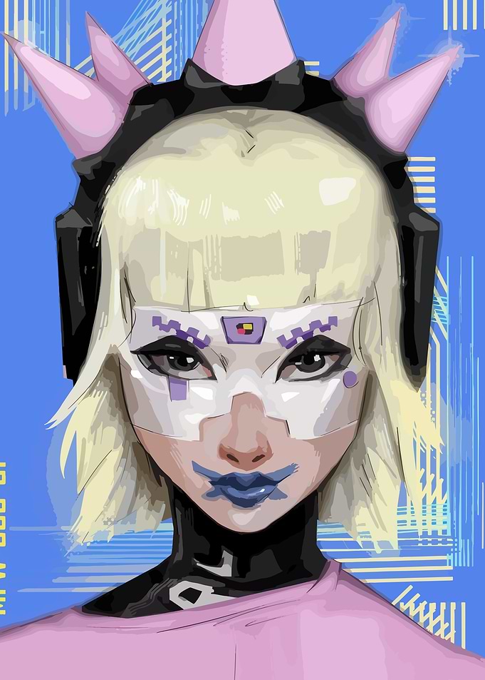 Cyberpunk Anime Girl with Pink Spikes