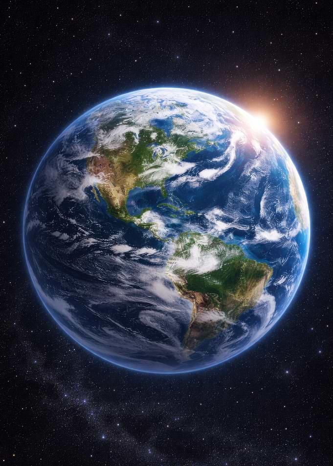 Earth from Space with Sunrise