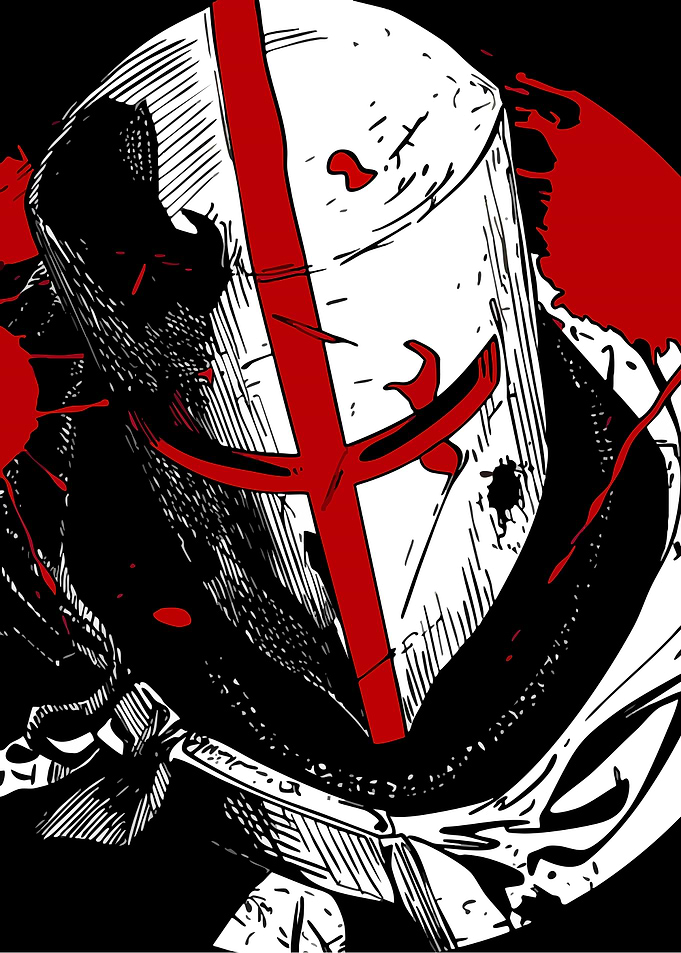 Crusader Knight Helmet with Red Cross