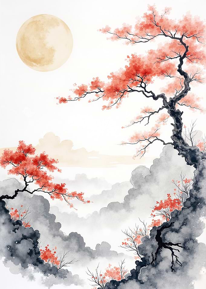 Japanese Cherry Blossom Moonscape