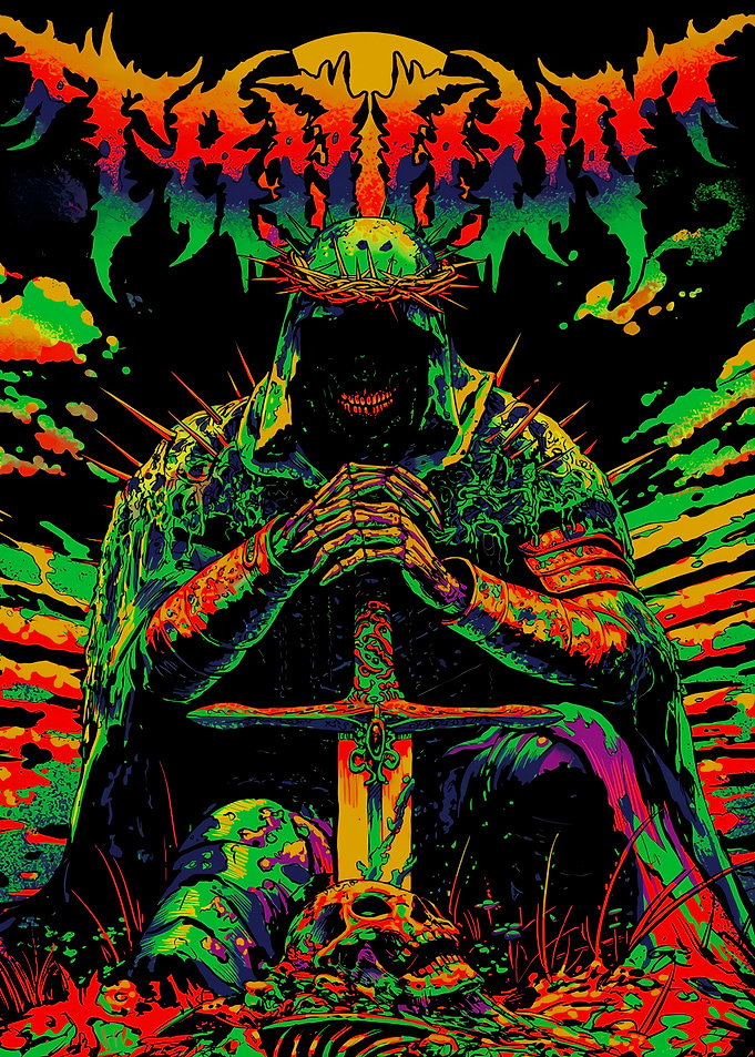 Dark Knight with Crown of Thorns and Sword