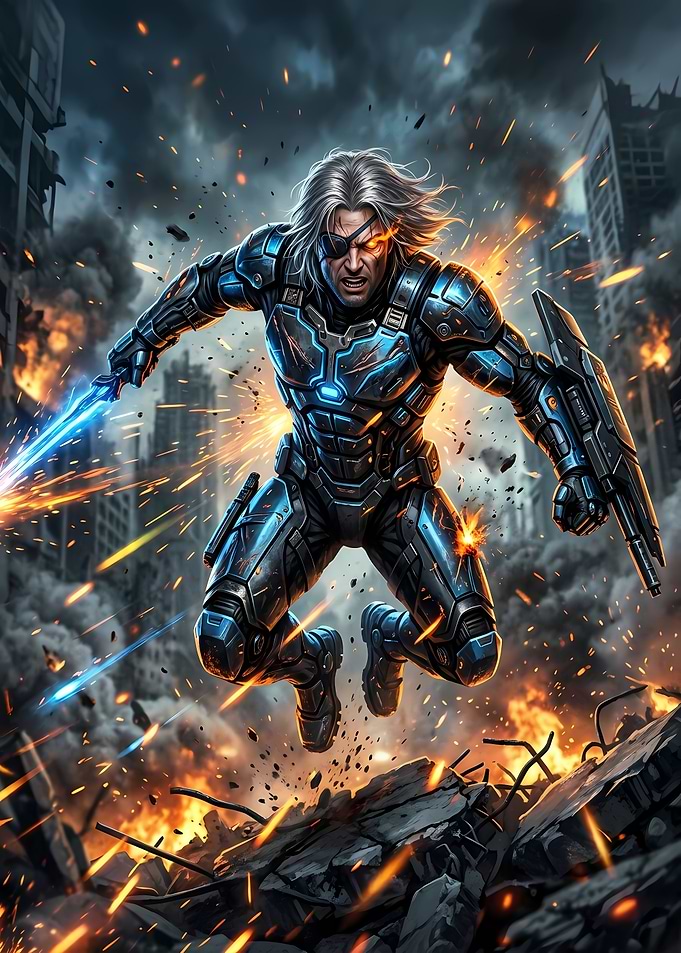 Cybernetic Warrior in Battle
