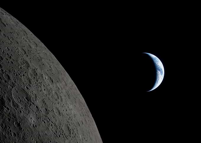 Earth and Moon in Space