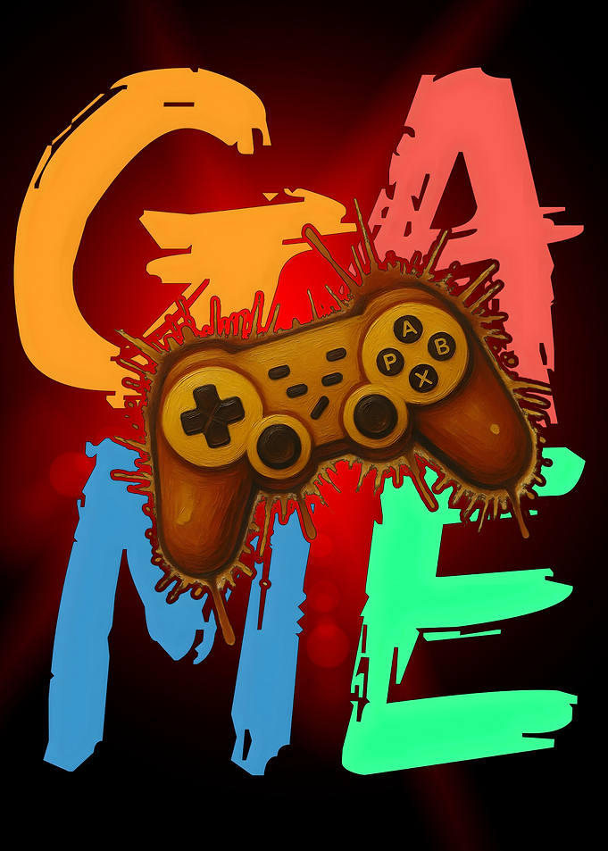 Video Game Controller with Text Art