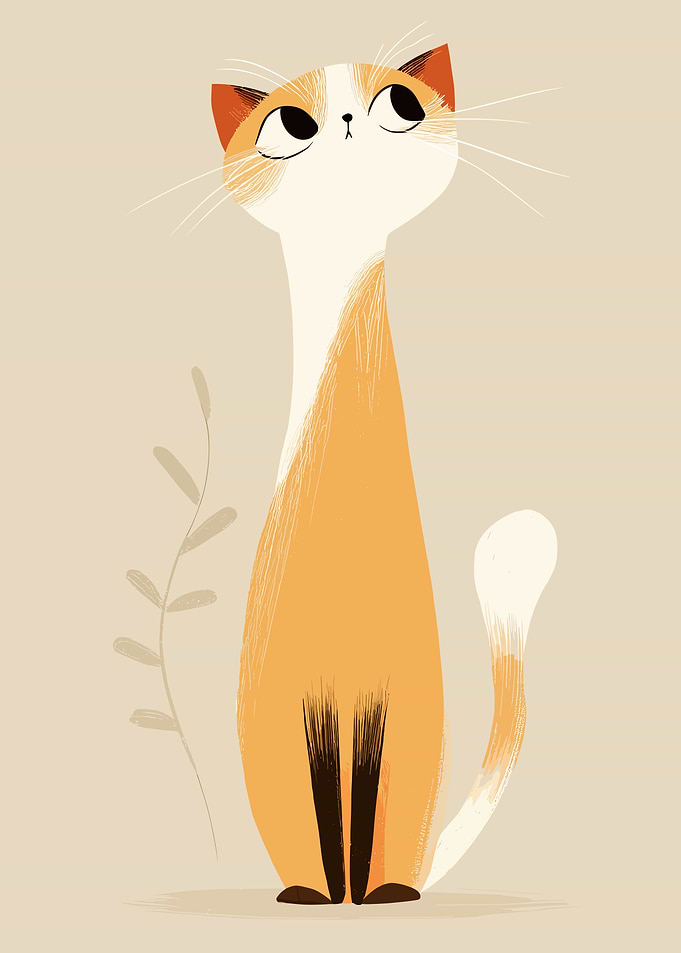 Stylized Orange and White Cat