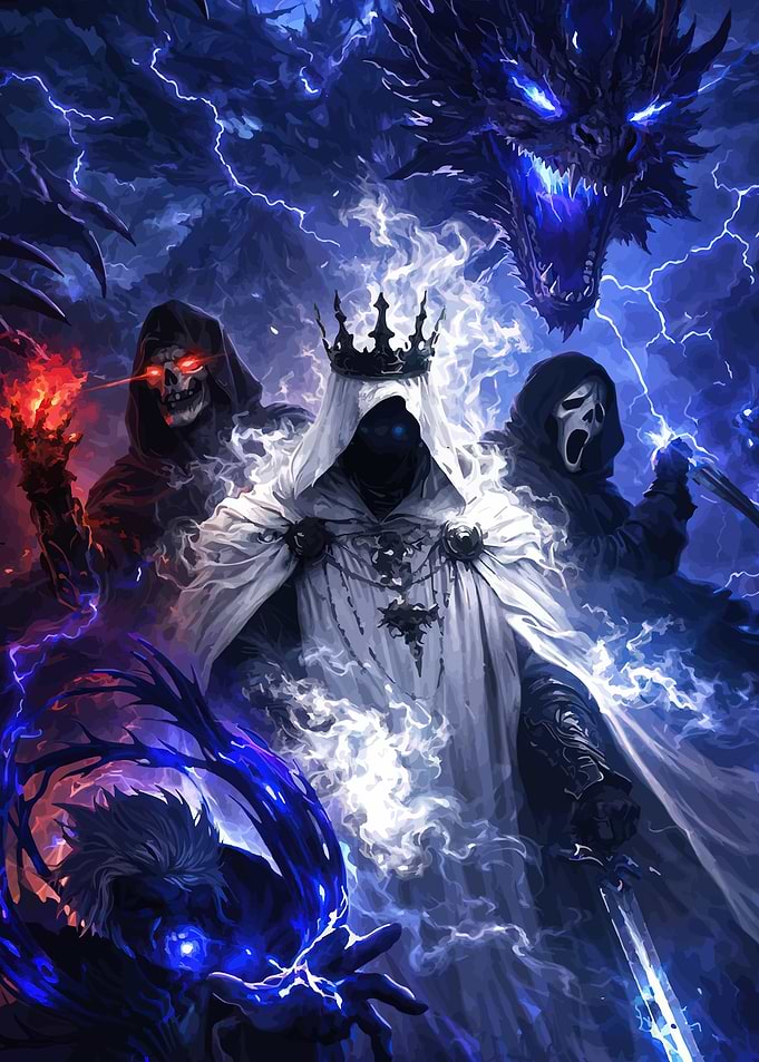 Dark Fantasy Characters and Dragon