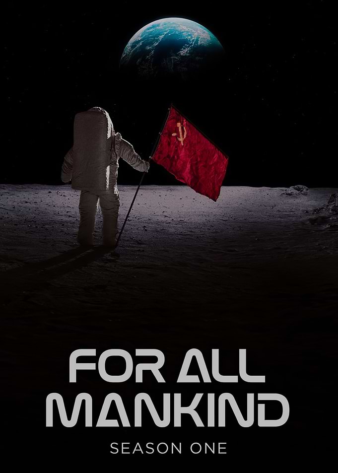 Astronaut plants Soviet flag on the moon