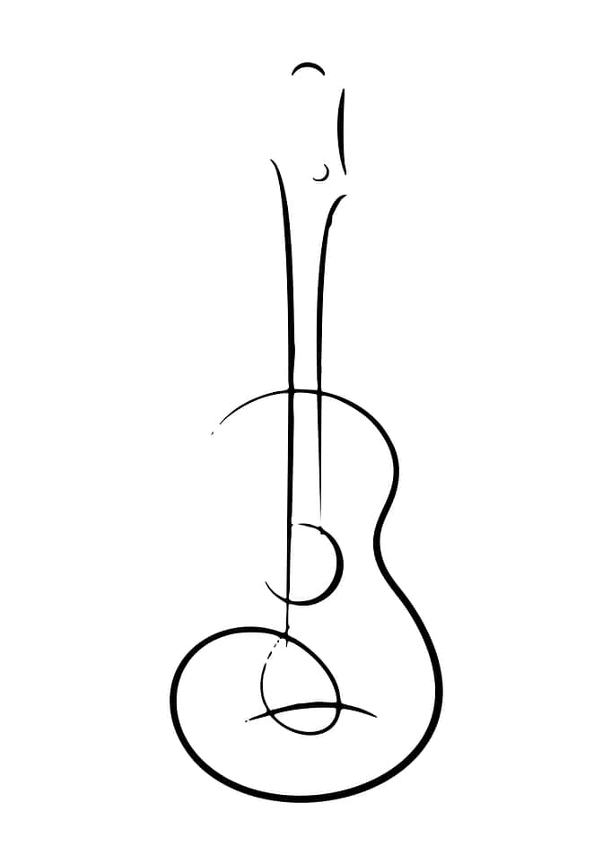 Minimalist Guitar Line Art