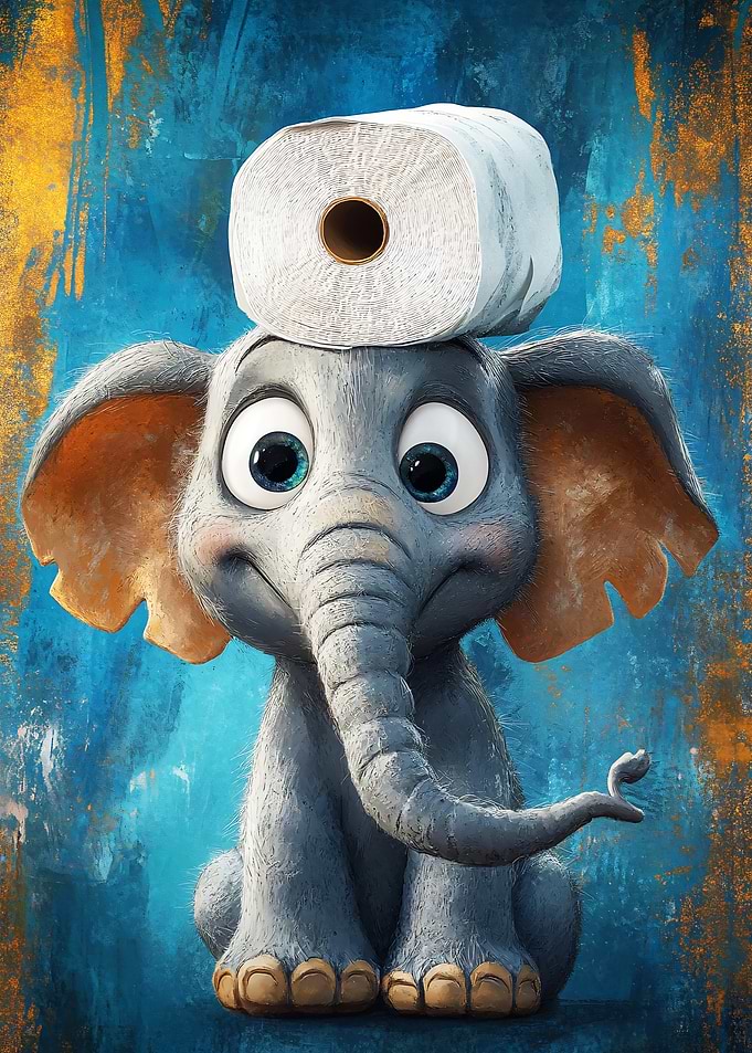 Cute Elephant with Toilet Paper