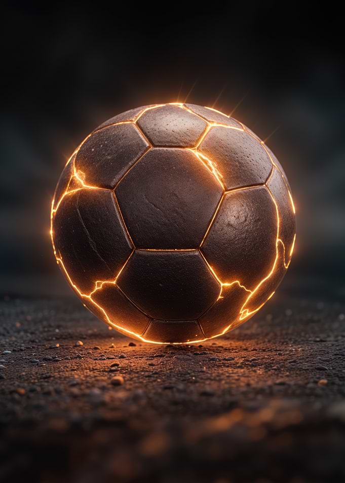 Fiery Soccer Ball on Dark Ground