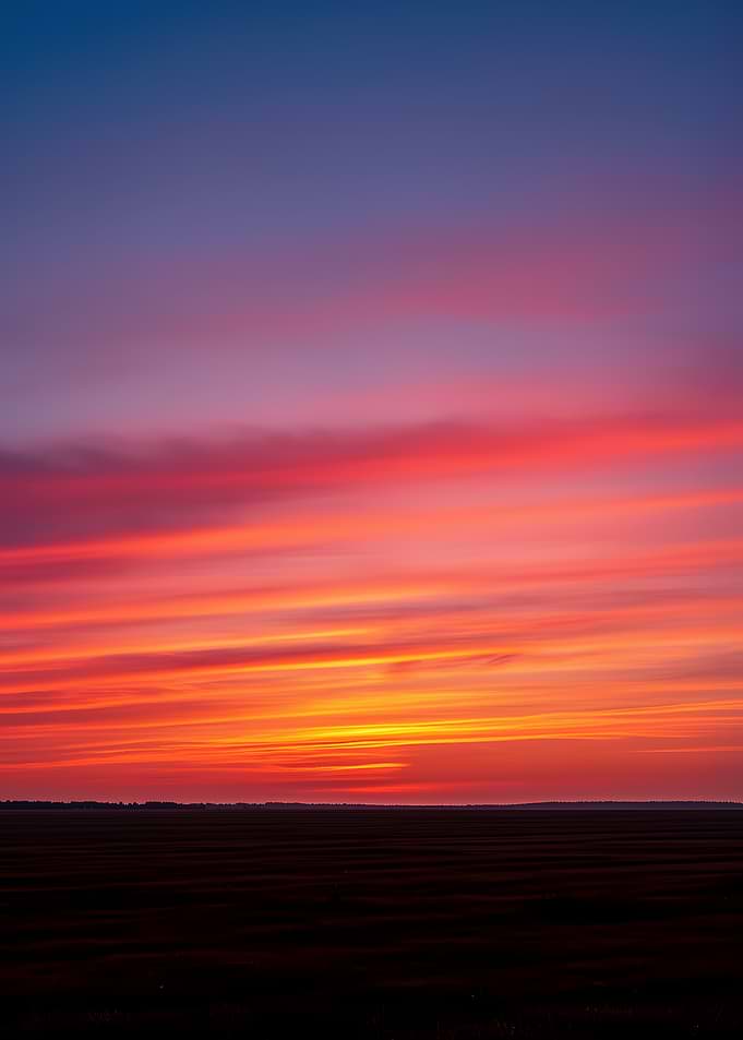 Vibrant Sunset Over a Field