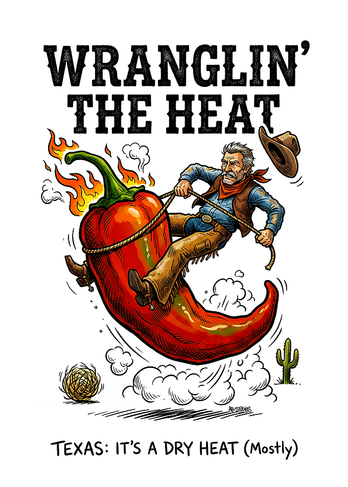 Cowboy Wrangling a Hot Pepper