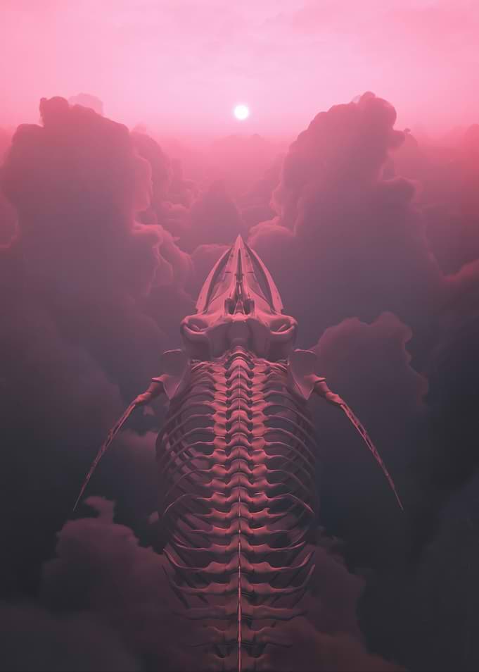 Ethereal Sky Whale Skeleton