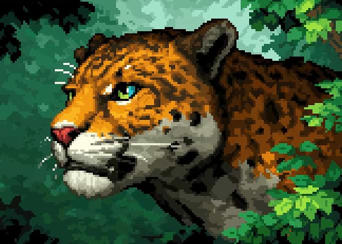 Pixel Art Panther in Forest