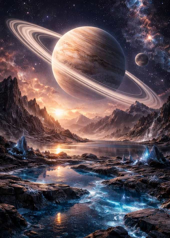 Planet Landscape with Saturn