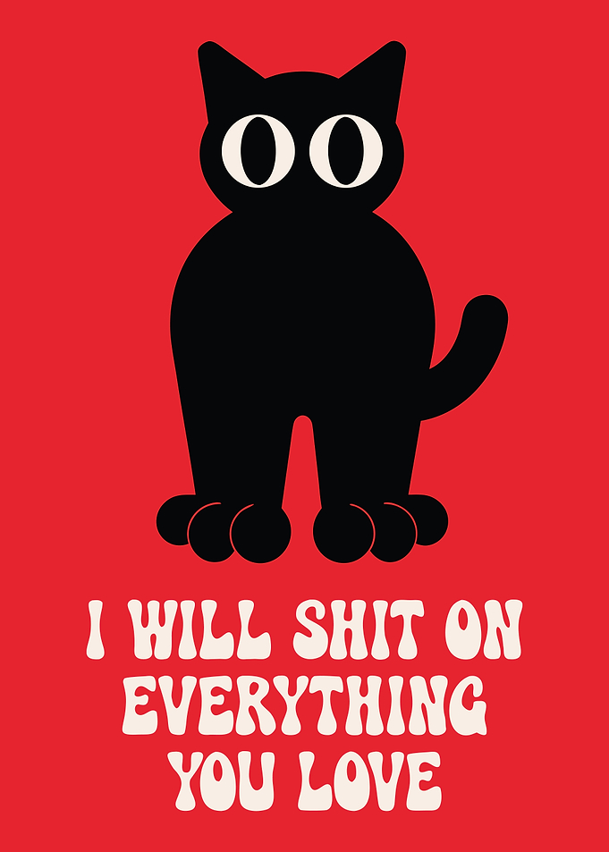Black Cat with Funny Text
