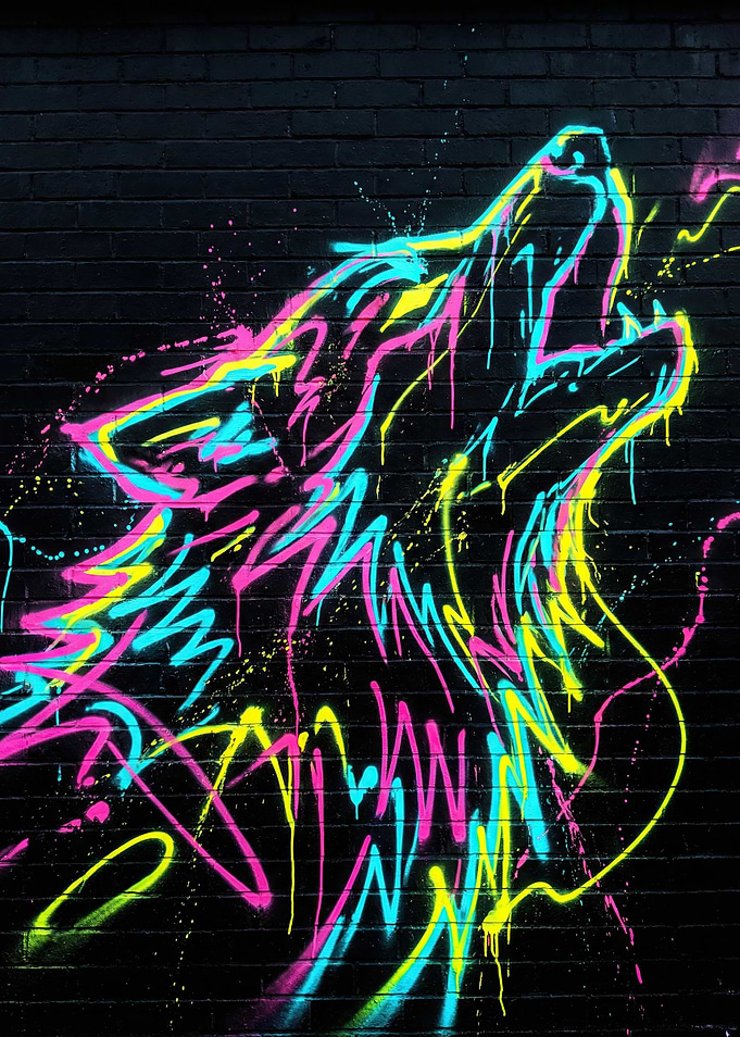 Neon Wolf Graffiti