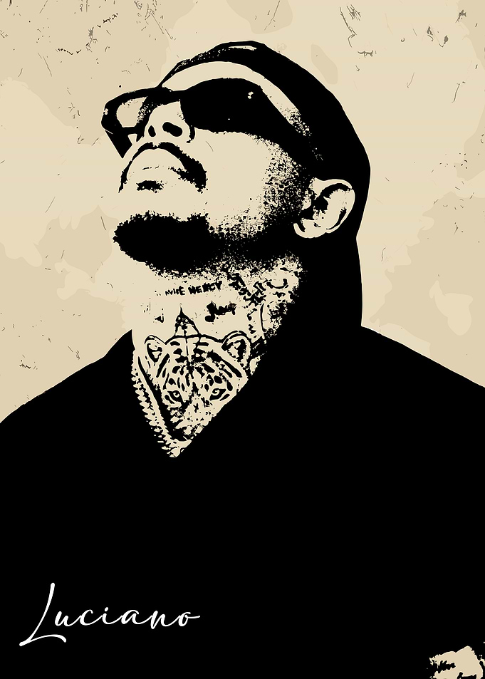 Luciano Portrait with Tiger Tattoo