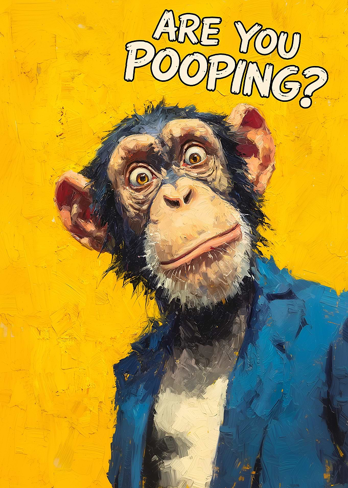 Chimpanzee in a Suit Asking a Question