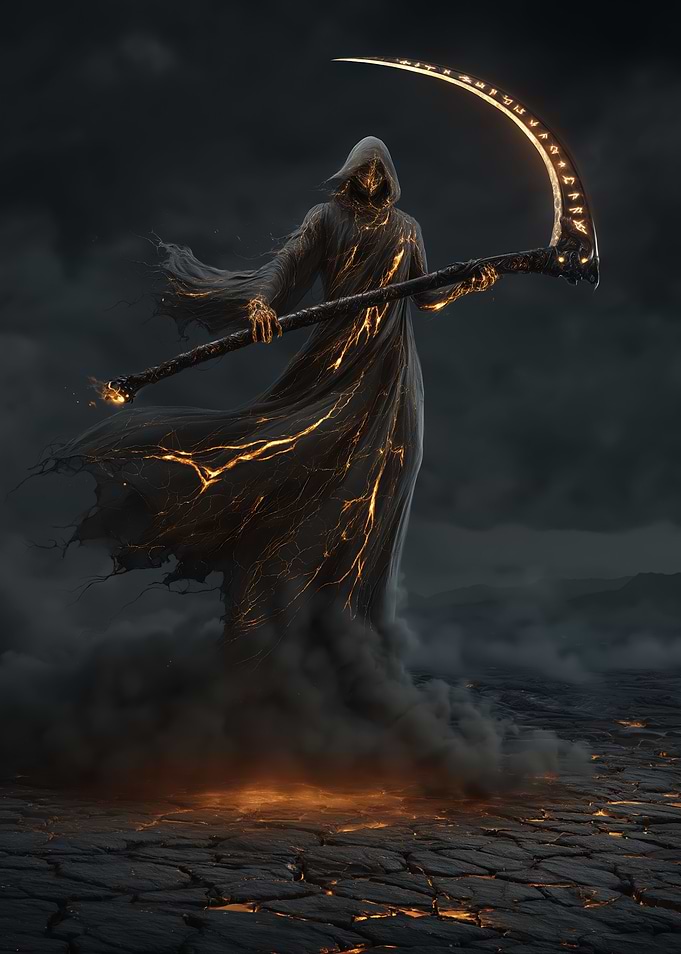 Grim Reaper with Fiery Scythe