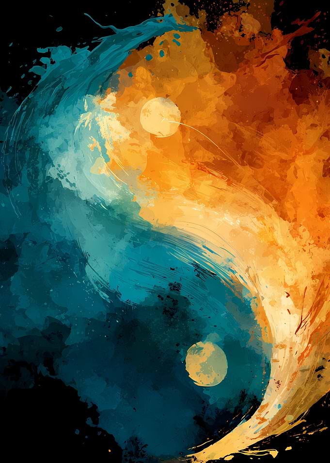 Abstract Yin Yang Watercolor Splash