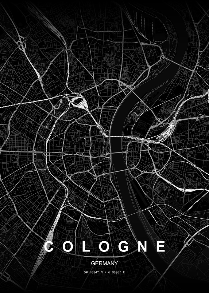 Cologne Germany Map Art