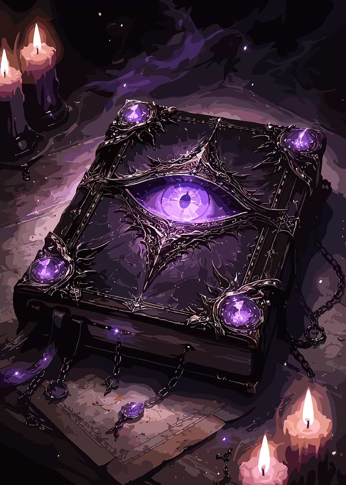 Mystical Grimoire with Eye and Gems book