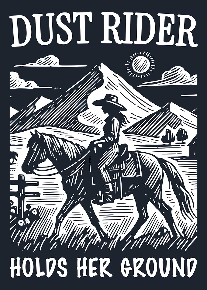 Dust Rider Cowgirl Horse Western Poster Vintage Rustic Farmhouse Wall Art