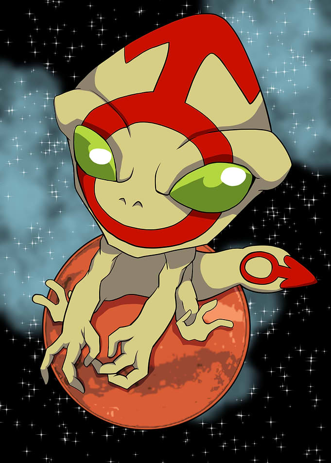 Alien on Mars in Space