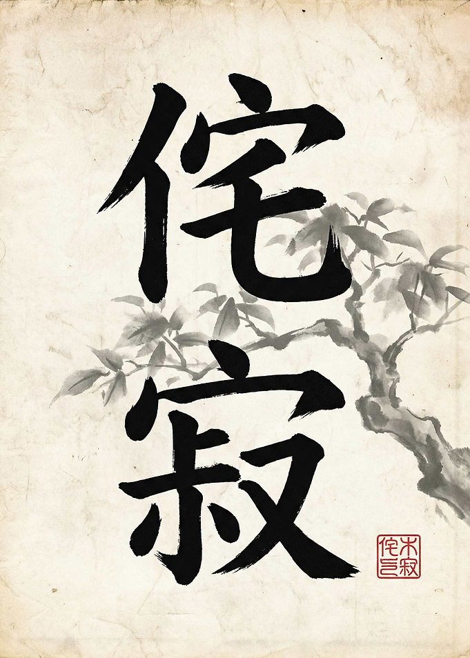 Japanese Calligraphy and Bonsai Tree