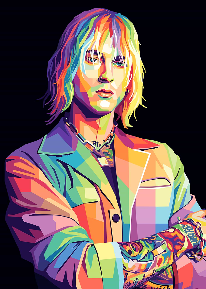 Colorful Portrait of Machine Gun Kelly