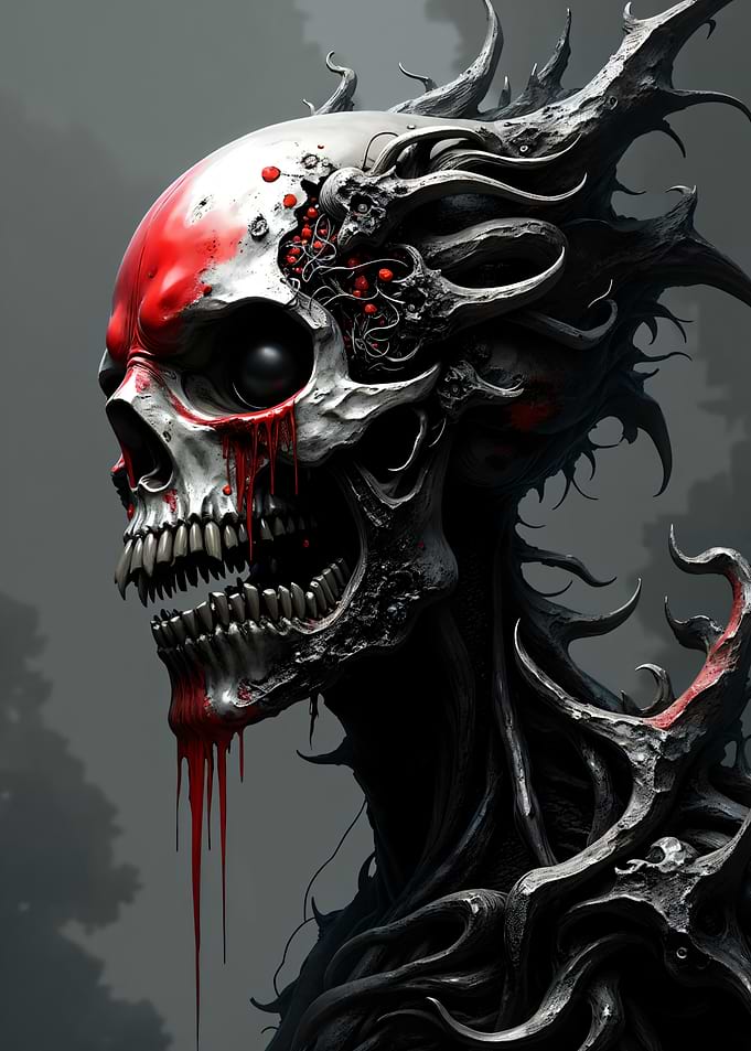 Gothic Skull with Red Blood