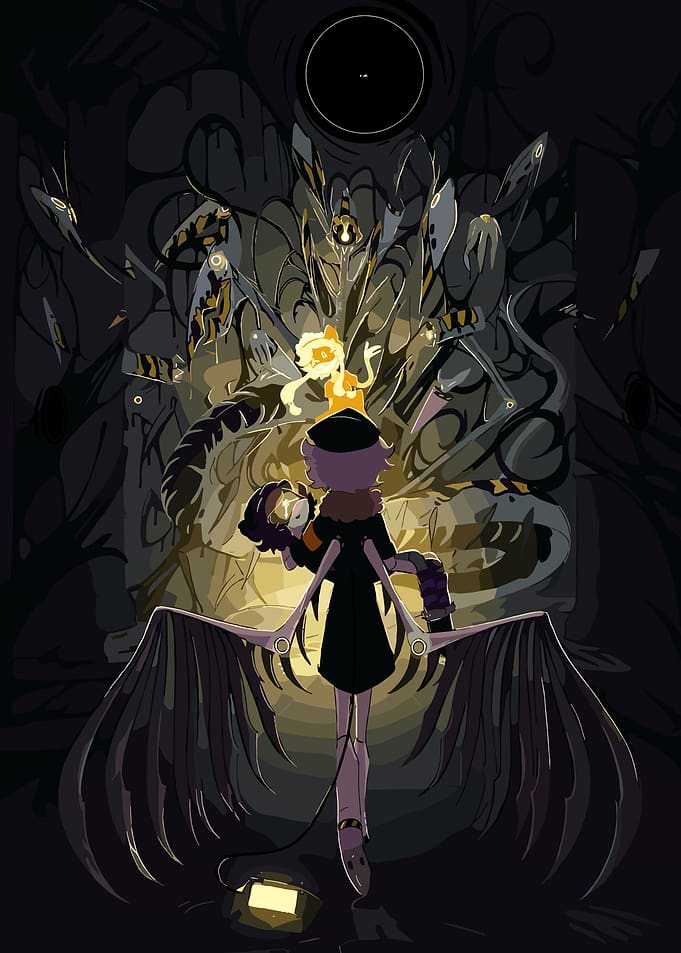 Dark Fantasy Character with Wings