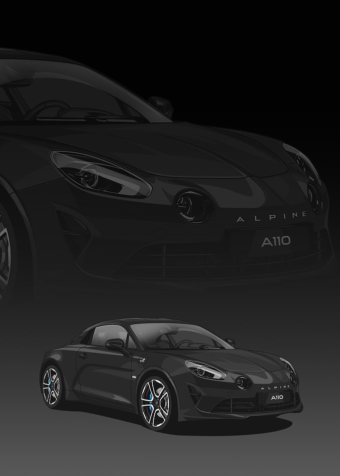 Black Alpine A110 Sports Car Illustration