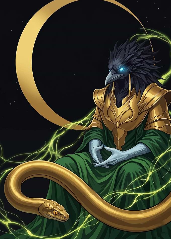 Mystical Bird-Man and Serpent