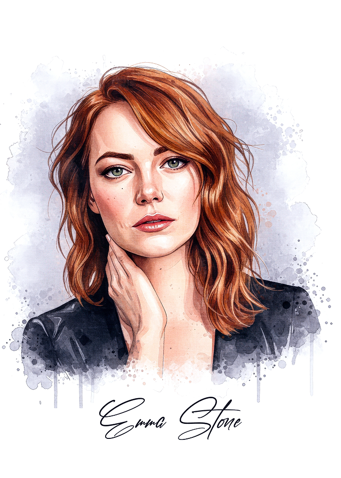 Emma Stone Watercolor Portrait