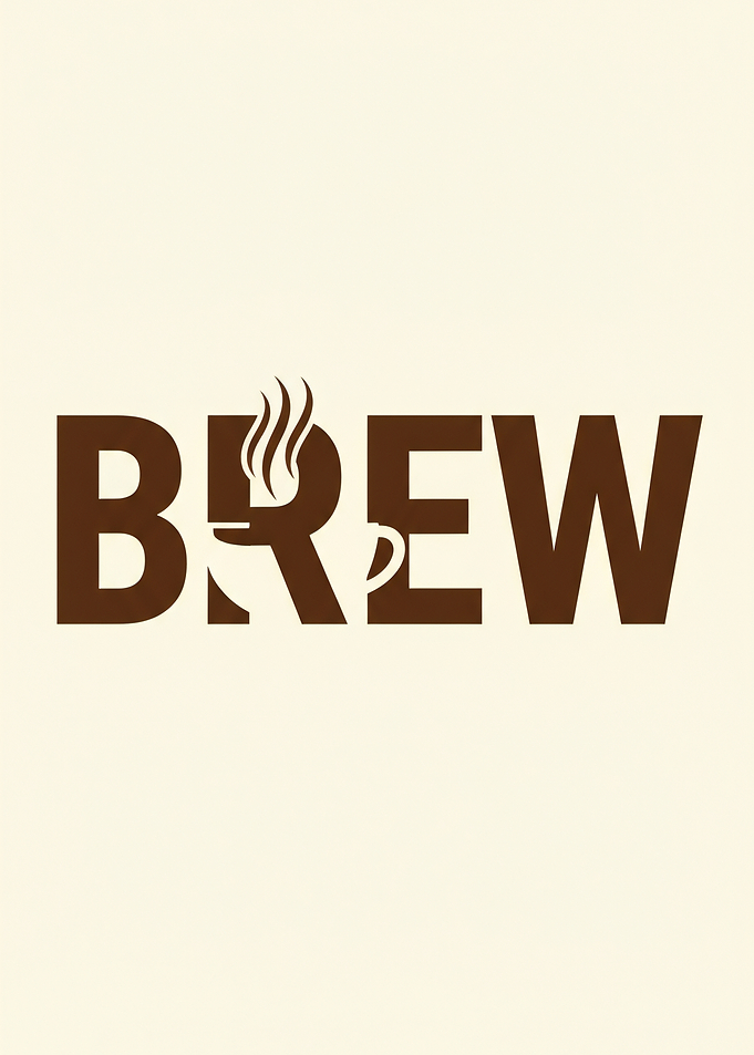 Minimalist Coffee Brew Negative Space Typography Wall Art Text Art