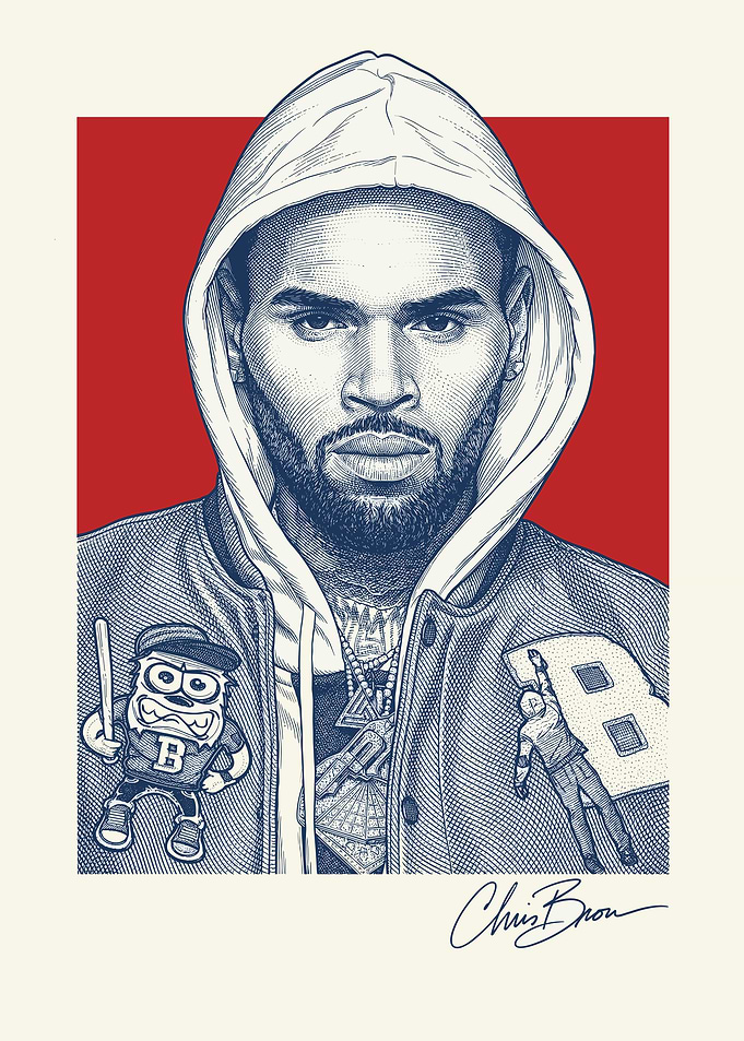 Chris Brown Portrait with Patches