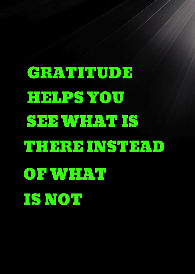 Gratitude quote on black background