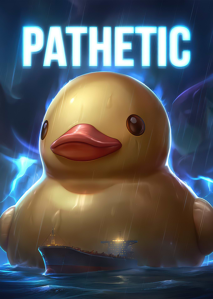 Giant Rubber Duck and Ship in Storm