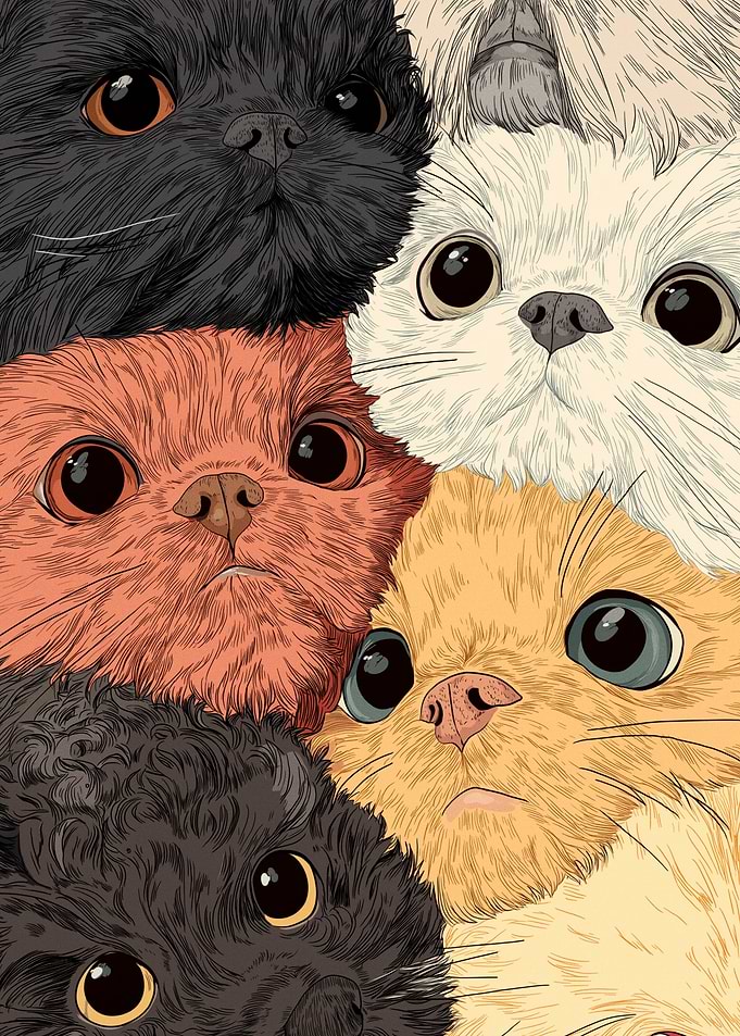 Group of Cute Cats